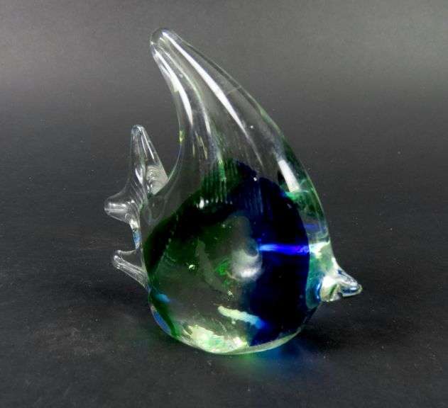 Vintage Art Glass Fish Paperweight Décor