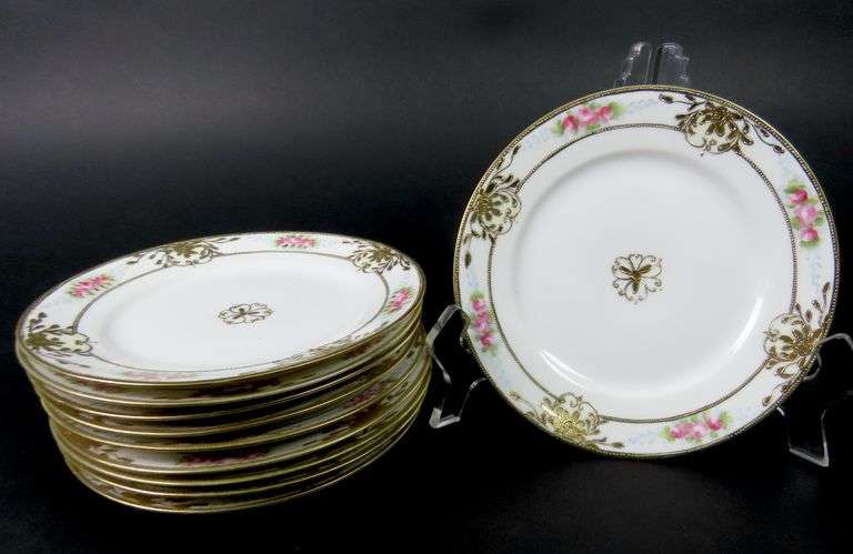 Lot of 10 Antique Handpainted Nippon Bread Plates