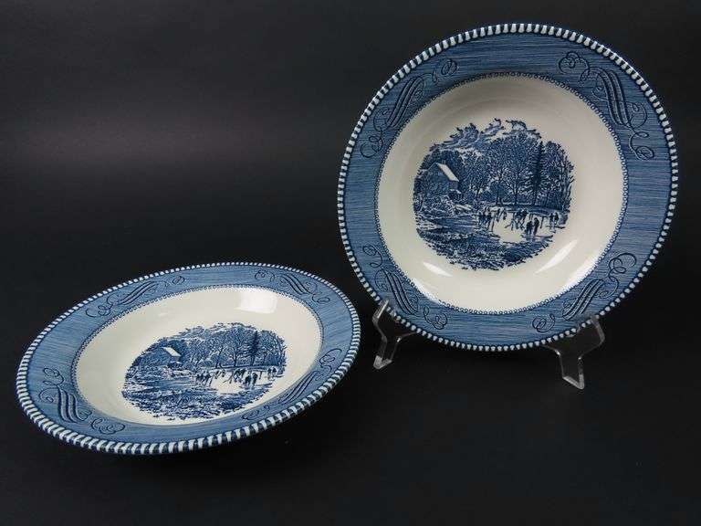 Lot of 2 Currier & Ives "Early Winter" Bowls