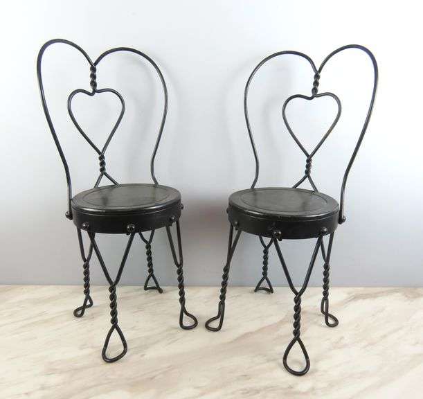 Pair of Large Metal Doll Chairs