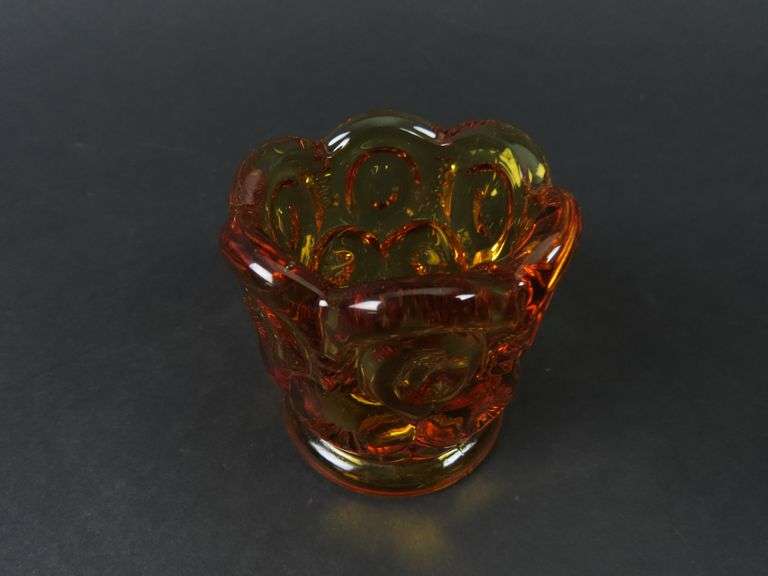 Vintage Amber Glass Toothpick Holder