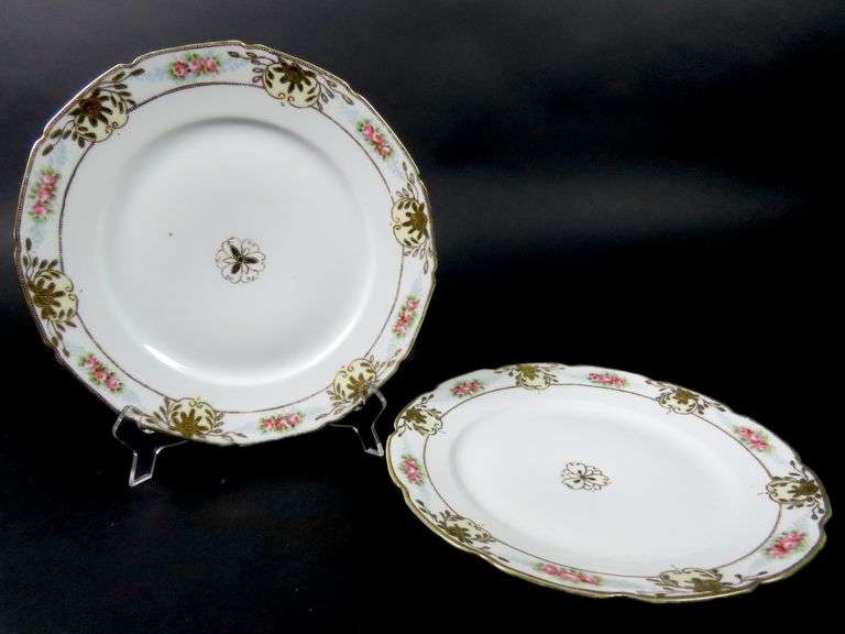 Lot of 2 Handpainted Nippon 10" Dinner Plates
