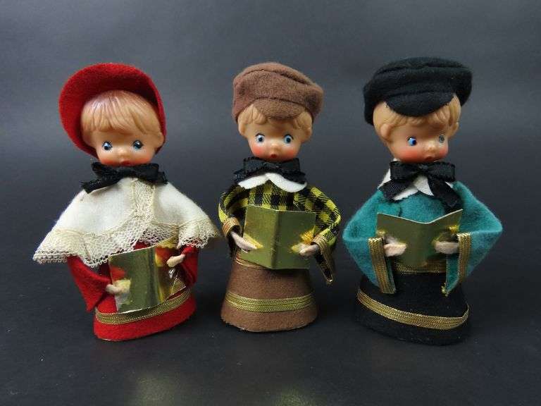 Trio of Vintage Felt Carolers - Made in Japan