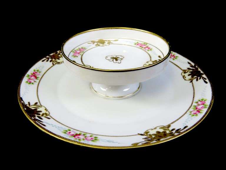Vintage Handpainted Nippon 2 Tiered Serving Plate - Made in Japan