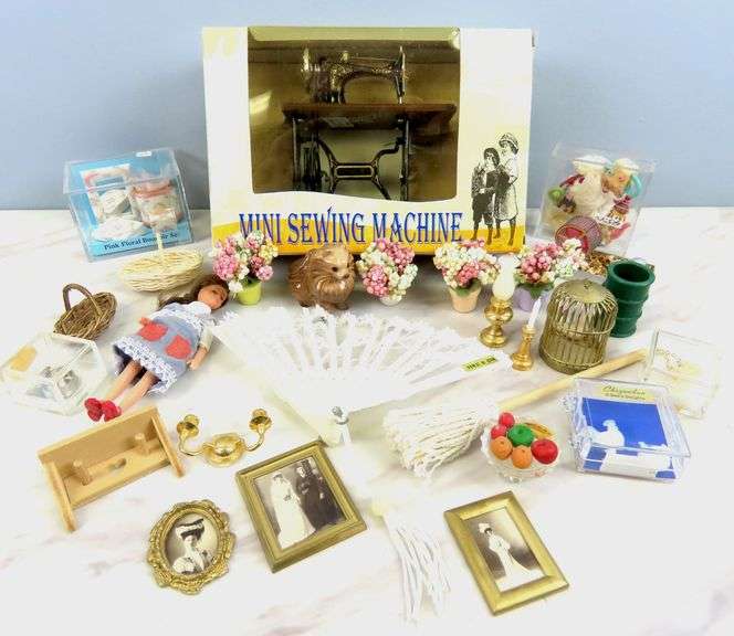 Big Lot of Doll House Miniatures with Sewing Machine