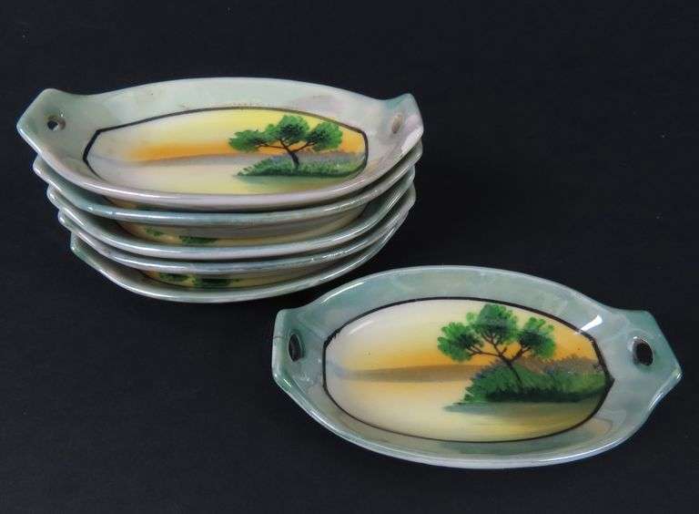 Lot of 6 Small Handpainted Japanese Condiment Dishes