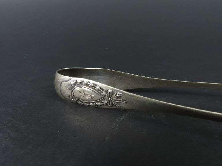 Vintage Monogrammed Silver Plated Tongs