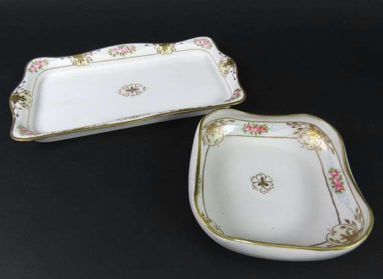 Handpainted Nippon Tray & Nut Bowl - Made in Japan