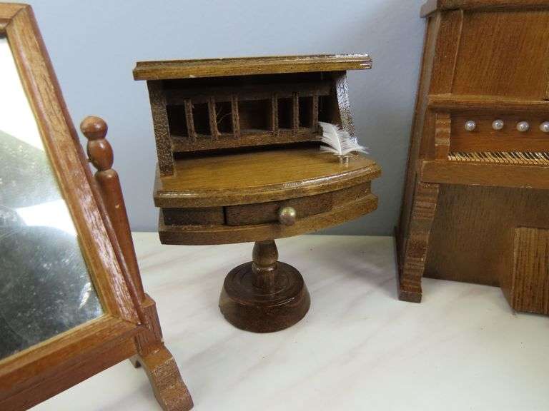 Collection of Wooden Doll House Furniture with Piano & Sealed Bed in Box