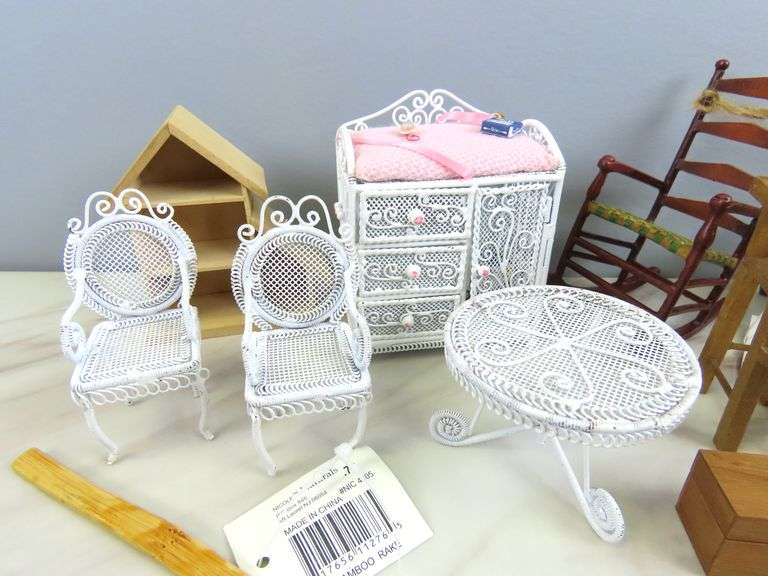 Mixed Lot of Doll House Furniture with Metal Table & Chairs