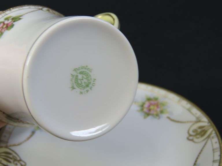 Lot of 6 Vintage Handpainted Nippon Chocolate Cups & Saucers - Made in Japan