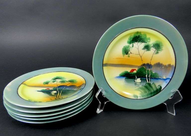 Lot of 6 Handpainted Japanese Salad Plates