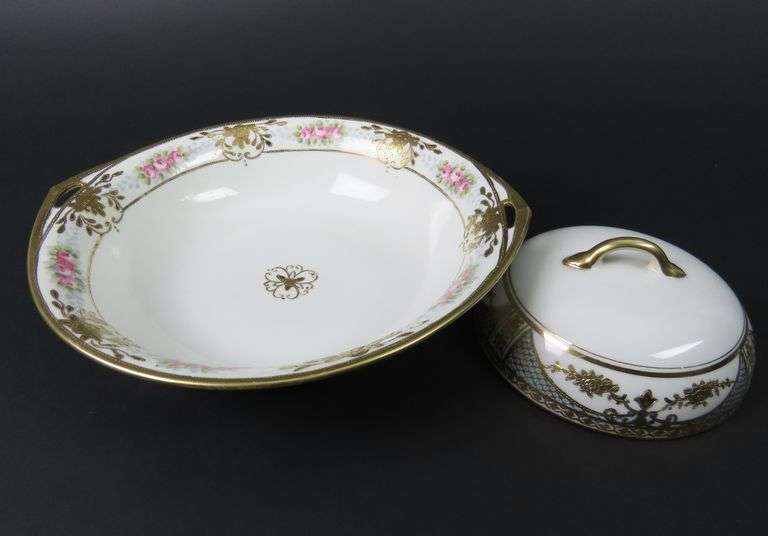 Handpainted Nippon Serving Bowl with Lid