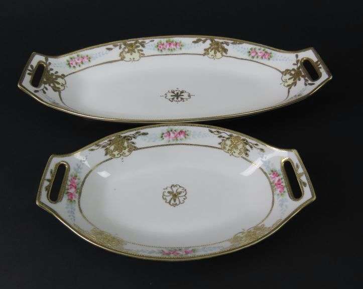 Lot of 2 Handpainted Nippon Serving Dishes