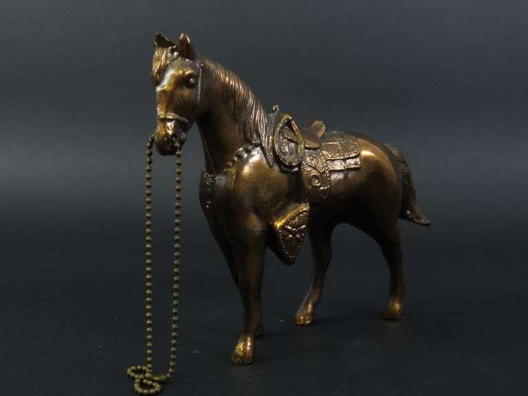 Vintage Copper Tone Cast Metal Horse Figurine