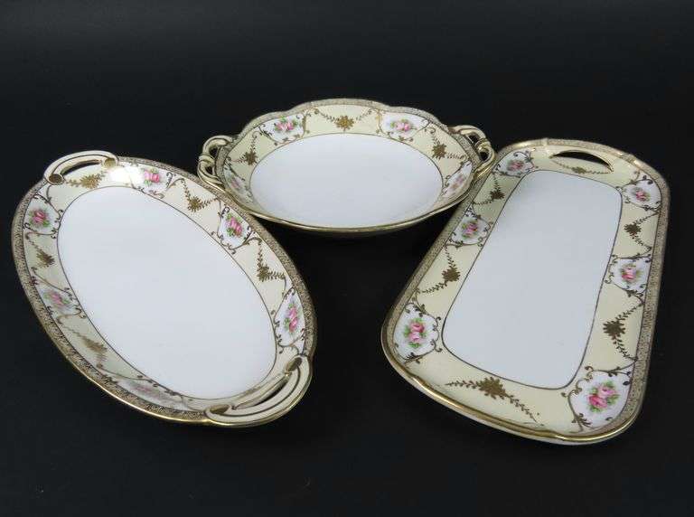 Lot of 3 Handpainted Nippon Serving Dishes - Made in Japan