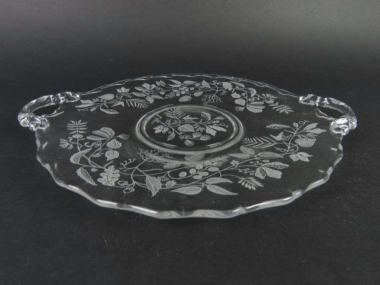 Vintage "Lacy Leaf" Double Handled Cake Plate by Fostoria