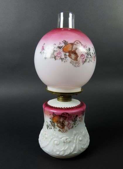 Antique Oil Lamp with Globe & Chimney
