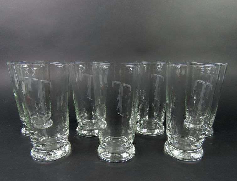 Lot of 7 Monogrammed "T" Glasses