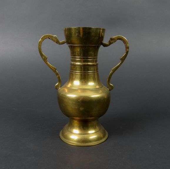 Small Double Handled Brass Vase