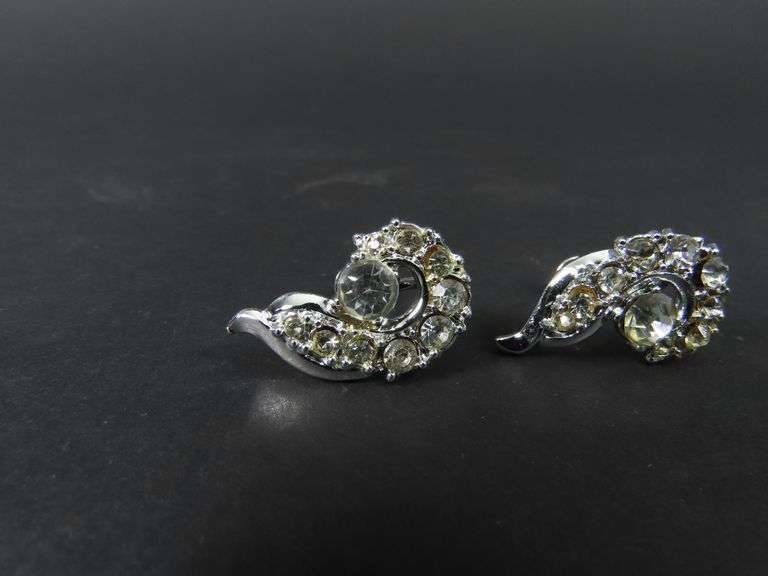 Vintage Rhinestone Screwback Earrings