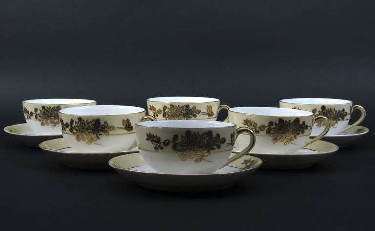 Lot of 6 Noritake Handpainted Teacups & Saucers - Made in Japan