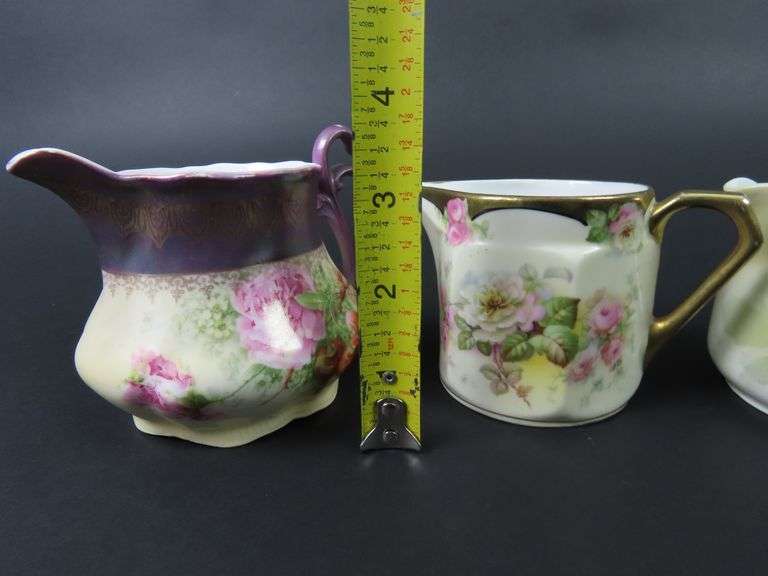 Mixed Lot of 3 Antique Handpainted Creamers