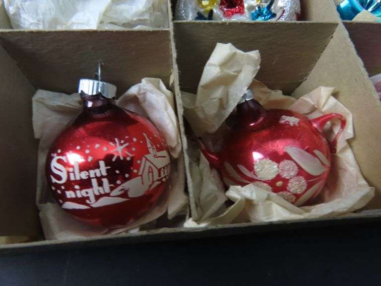 Box of Vintage Glass Christmas Ornaments