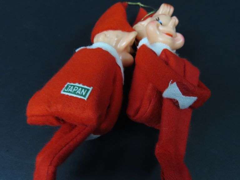 Lot of 2 Vintage Felt Knee Hugger Christmas Figures