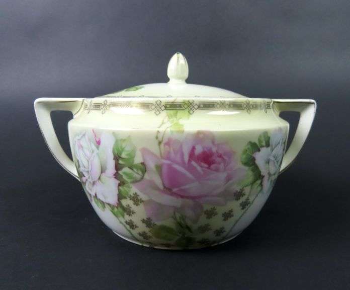 Weiman Handpainted Double Handled Covered Dish - Made in Germany