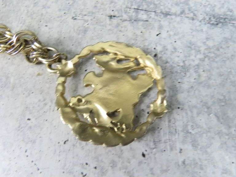 18" Necklace with Gold Tone Heraldic Crest Large Pendant