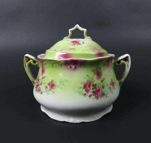 Victorian Handpainted Imperial Double Handled Covered Dish - Made in Germany