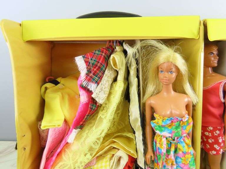 Barbie, Ken and Tons of Clothes in Vintage Fashion Doll Trunk