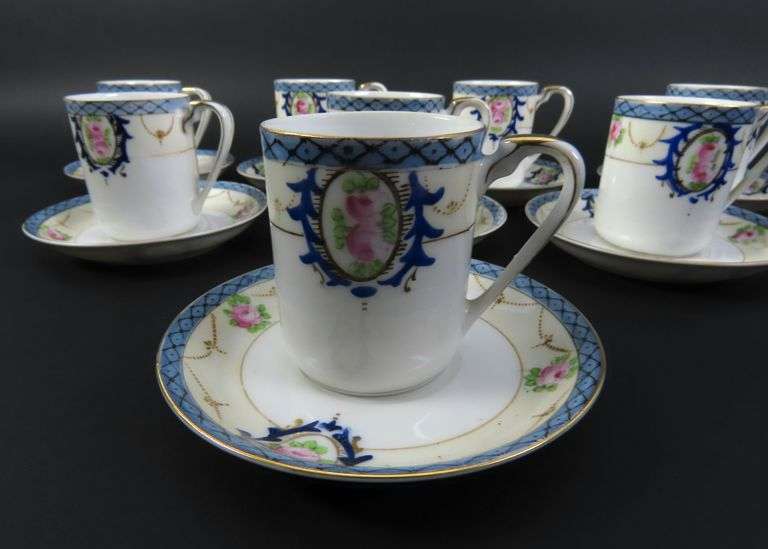 Lot of 8 Noritake Handpainted Chocolate Cups & Saucers - Made in Japan