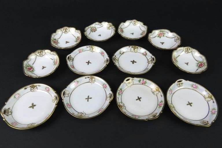 Mixed Lot of 12 Handpainted Nippon Butter Pats