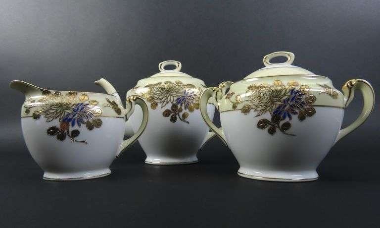 Lot of 3 Noritake Handpainted Teapot with Sugar & Creamer - Made in Japan