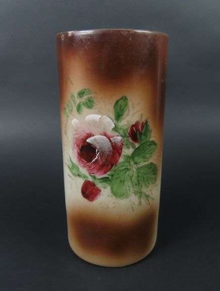 Beautiful Antique Tall Handpainted Bristol Glass Vase