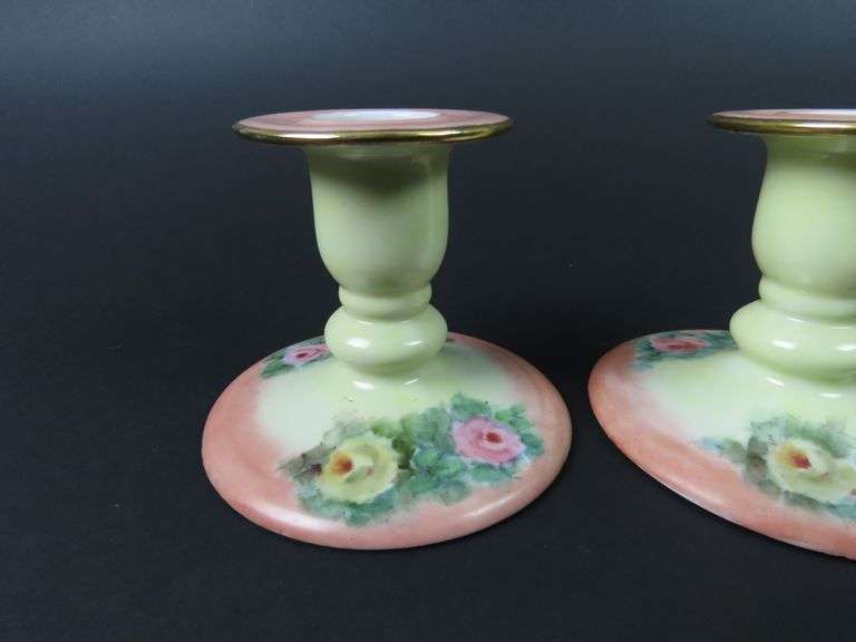 Antique Handpainted Candlesticks