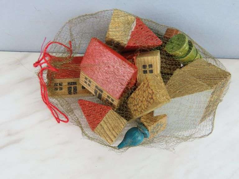 Bag of Miniature Wooden Houses & Accessories