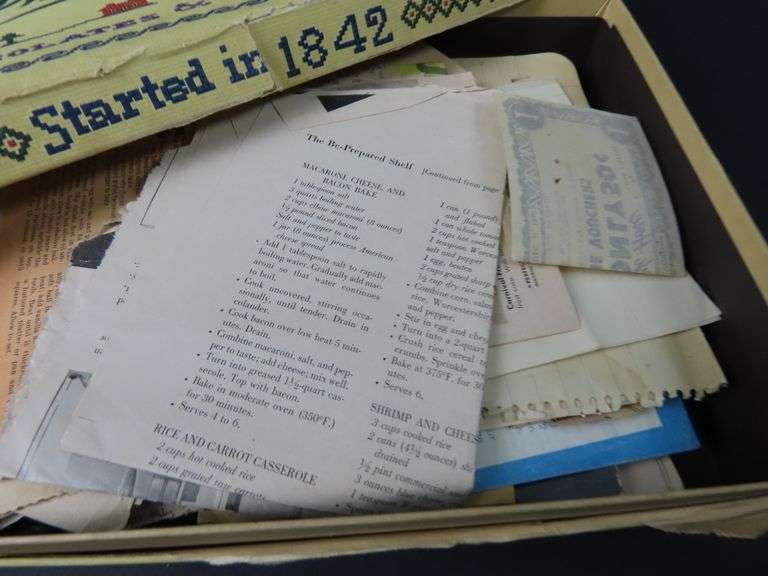 Box of Vintage Hand Clipped & Handwritten Recipes