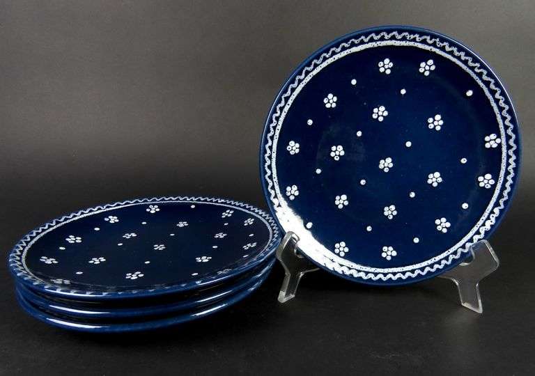 Lot of 4 "Dirndl Blue" Dessert/Pie Plates by Gmundner Austria