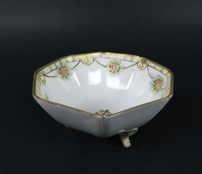 Handpainted Nippon Footed Nut Bowl - Made in Japan