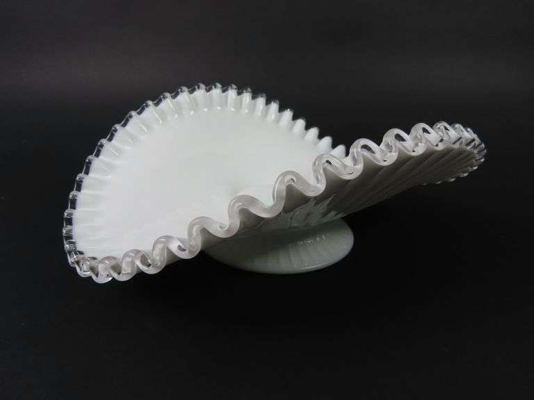 Vintage Fenton Silvercrest Ribbed Low Foot Banana Bowl