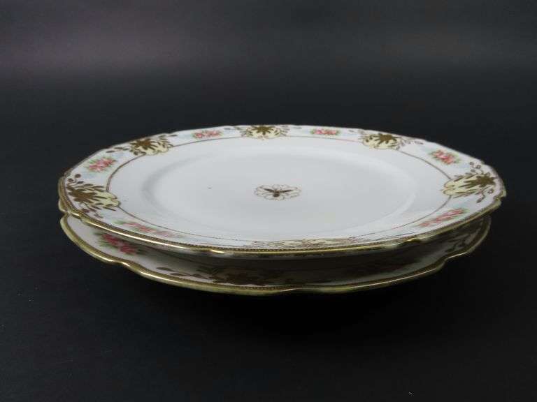 Lot of 2 Handpainted Nippon 10" Dinner Plates