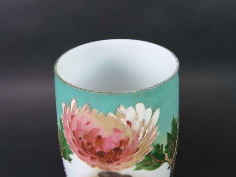 Stunning Victorian Bristol Glass Tall Handpainted Portrait Vase