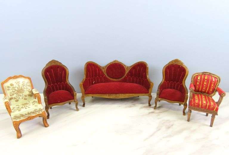 Lot of Victorian Style Doll House Furniture