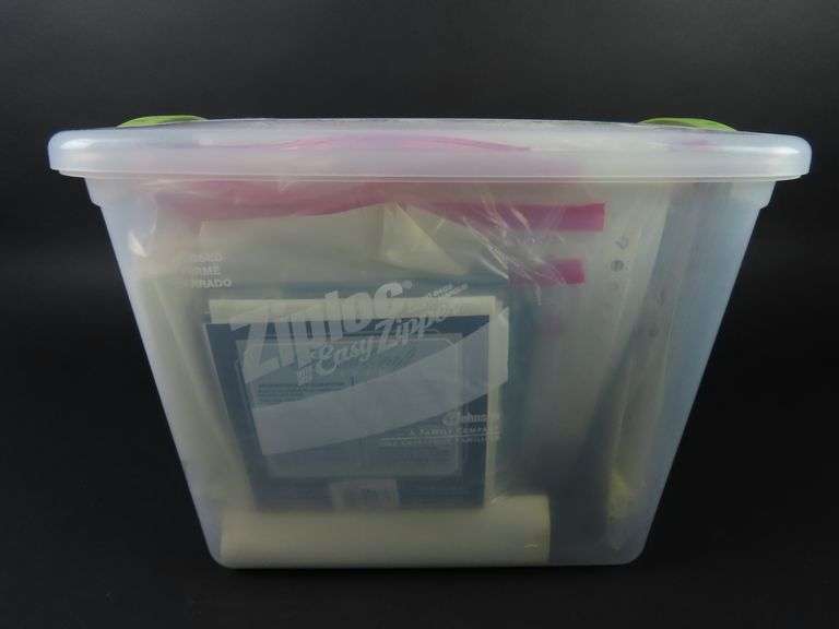 Bin of Vintage Craft Kits with Cross Stitch & Needlepoint