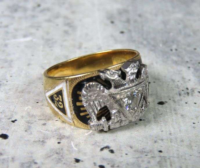 Men's 14K Gold Ring with Untested Stones - Size 10 - 12.1g