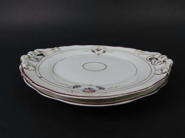 Lot of 2 Vintage Double Handled Plates