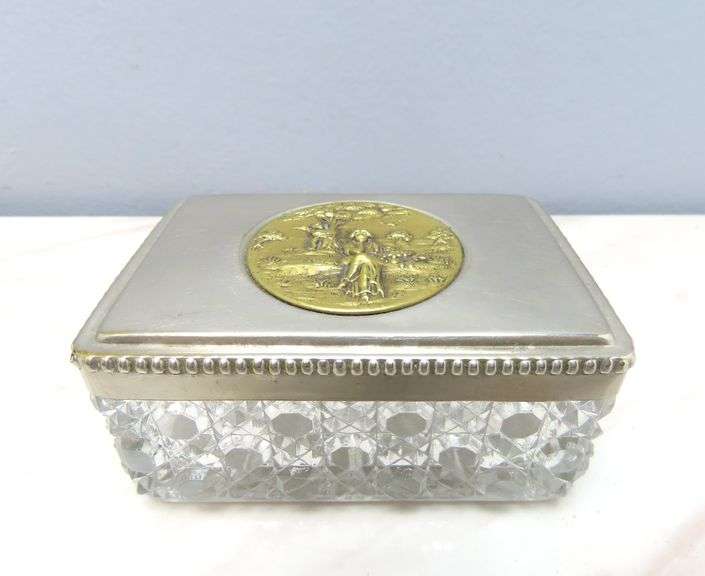 Beautiful Small Crystal Lidded Trinket Box